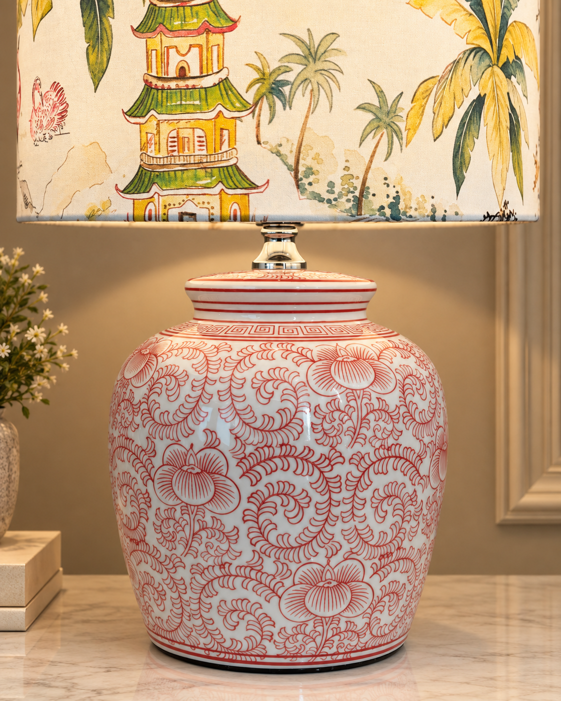 Eastern Paradise Designer Table Lamps for Living Room - Red