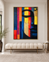 Colors of Peace 100% Handmade Wall Painting For Home (With Golden Outer Floater Frame frame) (35.5x47 Inches)