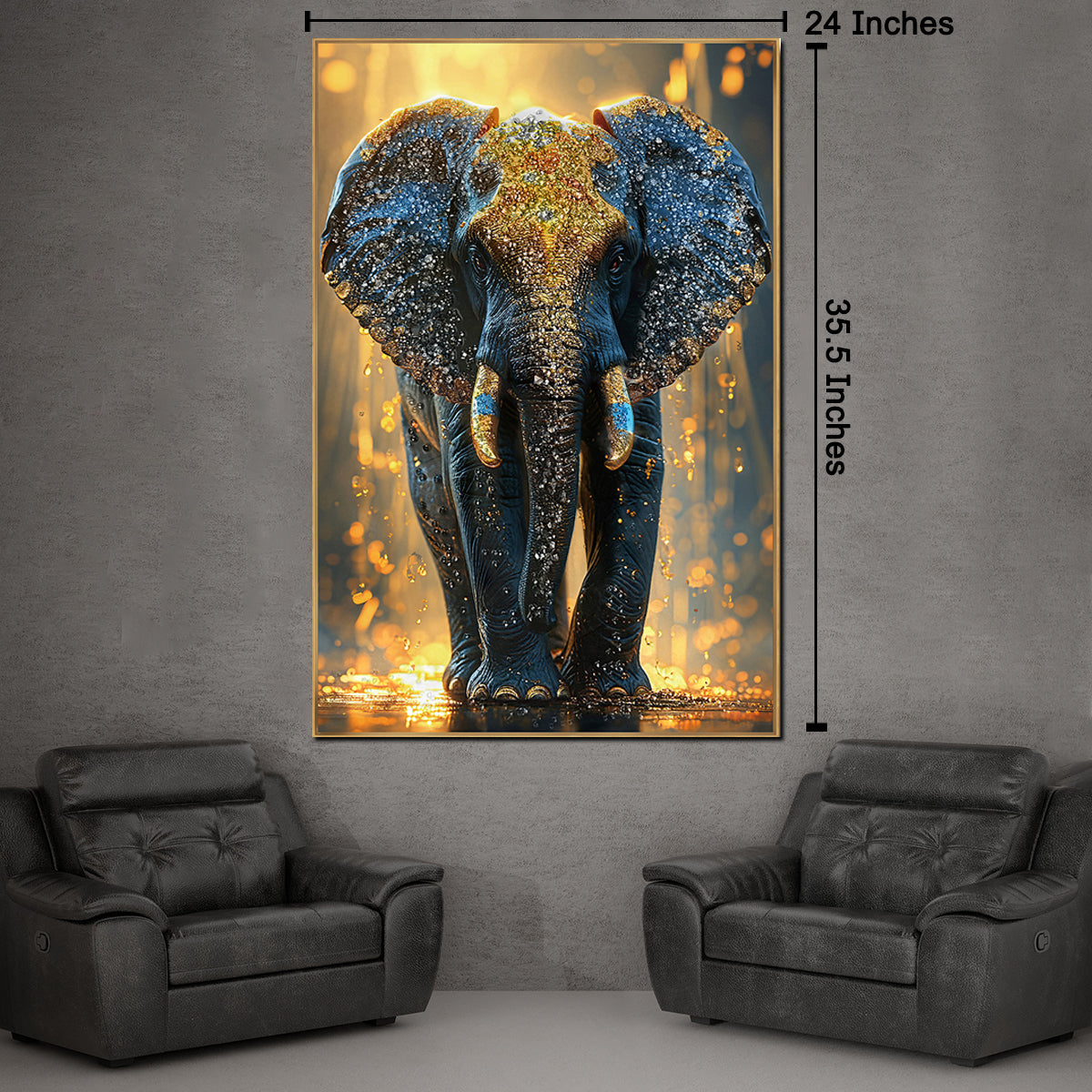 Emberlight Monarch Elephant Crystal Glass Painting & Wall Decoration Items