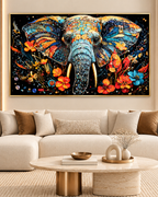 Elephant Symphony Crystal Glass Painting