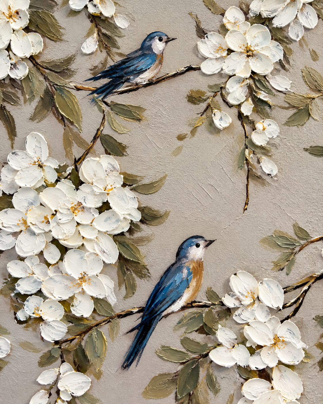 Spring Melody Hand painting for Home & Wall Decoration Item (With Outer Floater Frame)