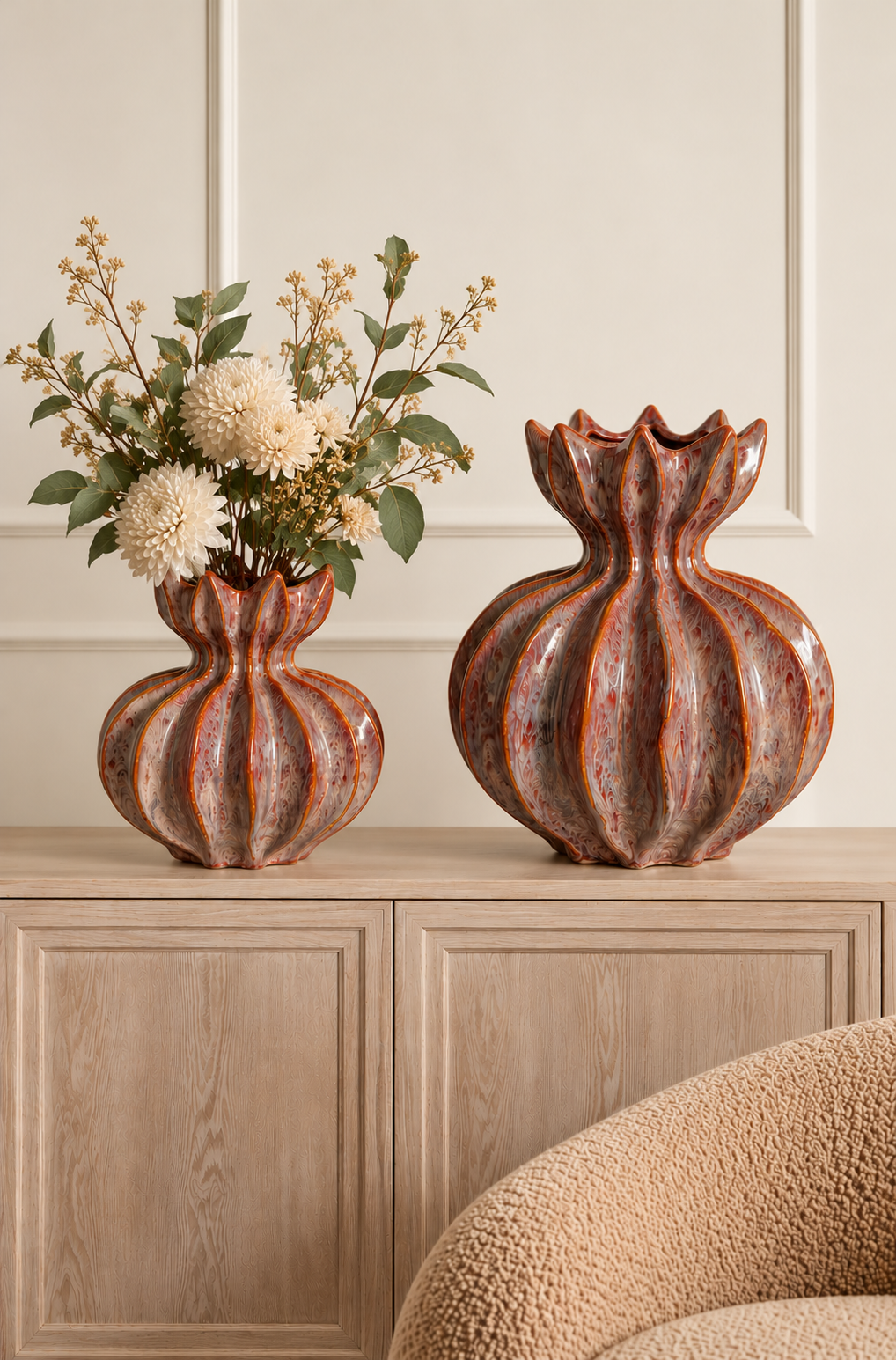 Artistic Petals Decorative Vase & Showpiece for Home & Item for Home Decoration - Set of 2