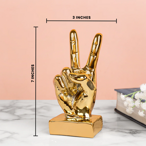 Golden Victory Finger Gesture Tabletop Decorative showpiece
