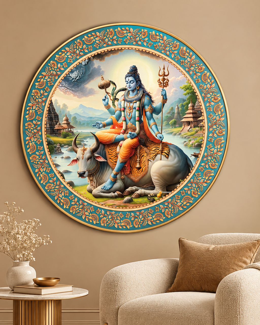 Lord Mahadev Painting With Nandi For Home