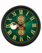 Grand Observatory Luxury Designer Silent Movement Wall Clocks for the Home With Moving Gear Mechanism Buy Wall Clock Online - Green (Steel Body)