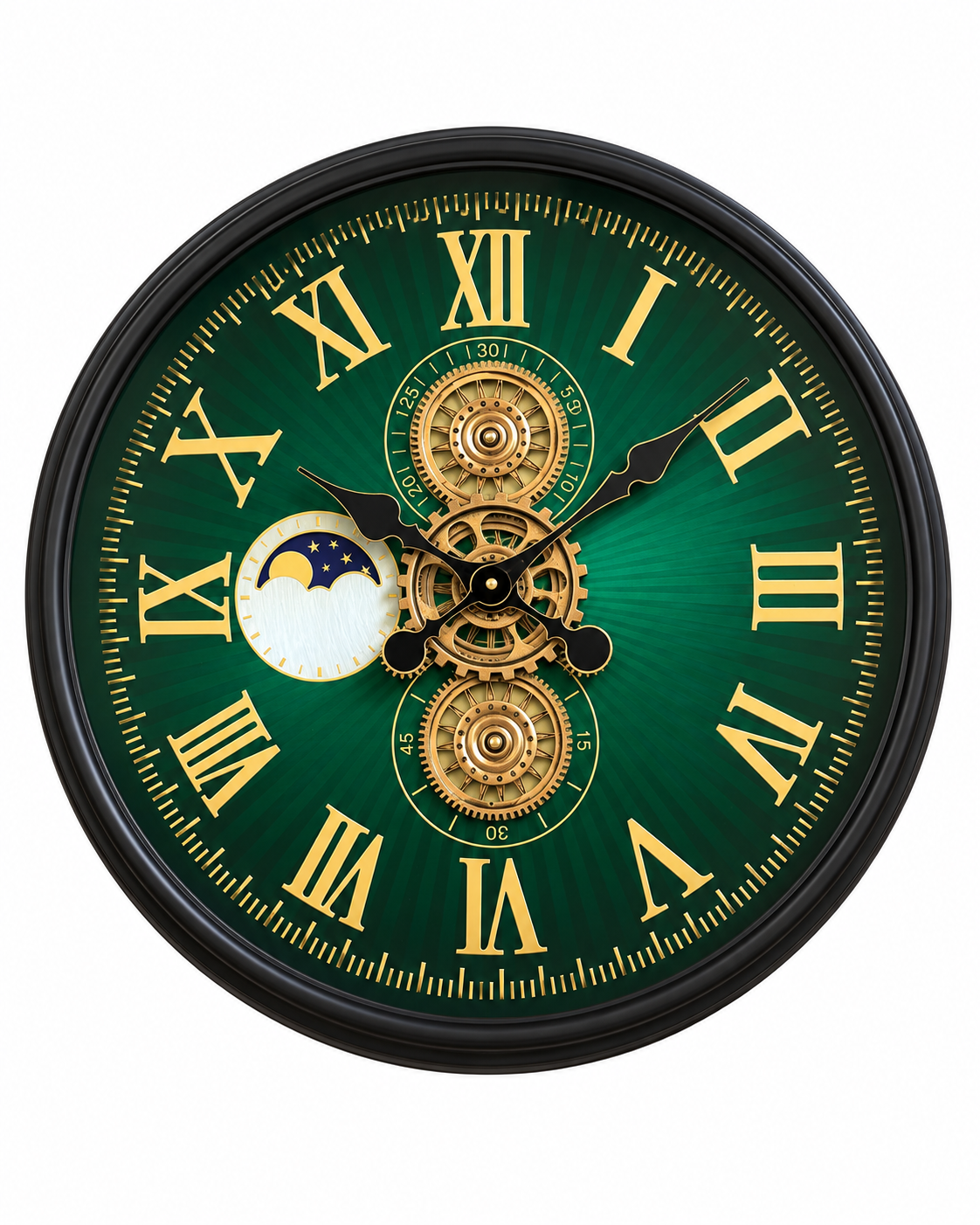 Grand Observatory Luxury Designer Silent Movement Wall Clocks for the Home With Moving Gear Mechanism Buy Wall Clock Online - Green (Steel Body)