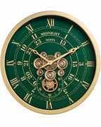 Mystic Motion Luxury Designer Silent Movement Wall Clock For Living Room With Moving Gear Mechanism- Medium (Green) (Steel Body)