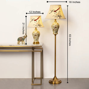 Serene Garden Table Lamp & Floor Lamp - Combo (Bird Shade)