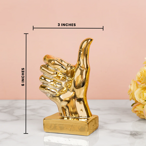 Golden Thumbs Up Finger Gesture Tabletop Decorative showpiece