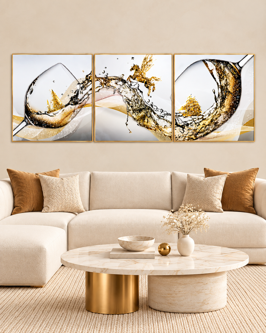 Wine Symphony Crystal Painting for Wall Art - Set Of 3