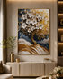 Tree of Ivory Blooms Crystal Glass Wall Painting For Home Décor