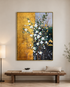 Garden of Gold 100% Handmade Wall Painting For Home (With Golden Outer Floater Frame frame) (35.5x47 Inches)