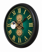 Grand Observatory Luxury Designer Silent Movement Wall Clocks for the Home With Moving Gear Mechanism Buy Wall Clock Online - Green (Steel Body)