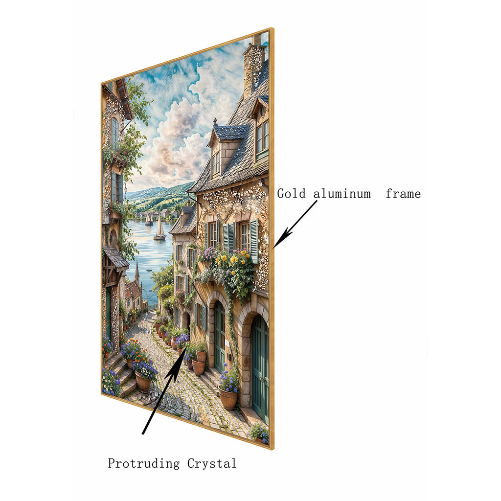 Lakeside Cottage Crystal Glass Wall Paintings For Home