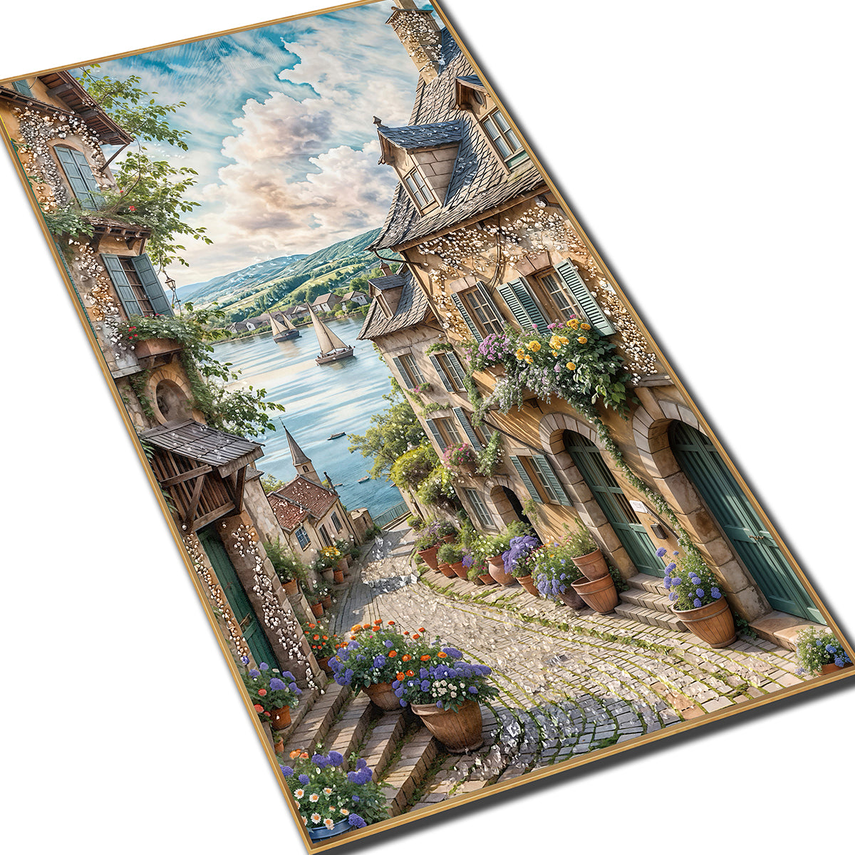 Lakeside Cottage Crystal Glass Wall Paintings For Home