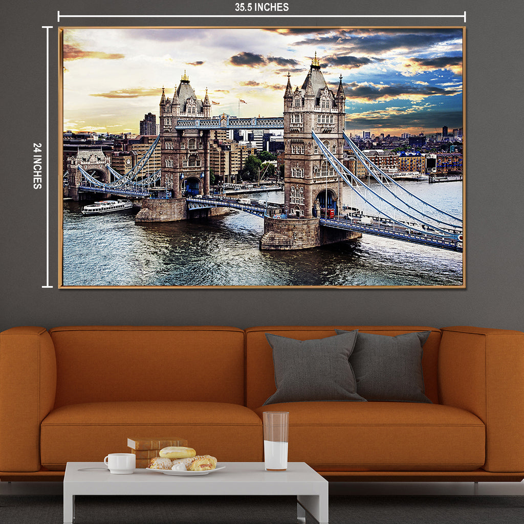 Tower Bridge Majesty Framed Canvas Painting & Wall Decoration Item