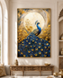 Moonlit Royal Peacock Crystal Glass Art Wall Painting