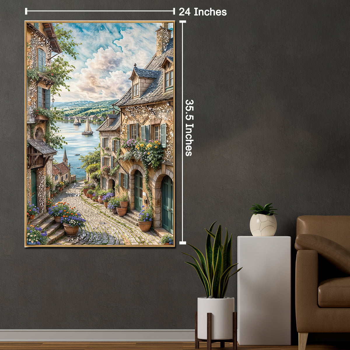 Lakeside Cottage Crystal Glass Wall Paintings For Home
