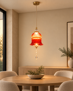 Crystal Bell Pendant Light For Living Room & Home Decoration item -Orange
