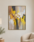 Sunlit Blooms 100% Handmade Wall Painting For Home (With Golden Outer Floater Frame frame) (35.5x47 Inches)