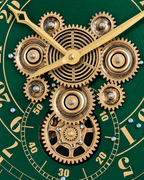 Mystic Motion Luxury Designer Silent Movement Wall Clock For Living Room With Moving Gear Mechanism- Medium (Green) (Steel Body)