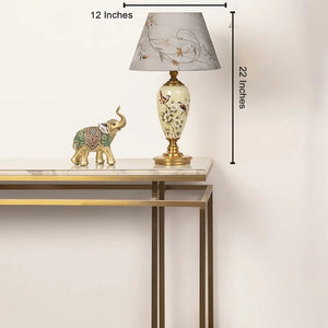 Fiesta Marble Effect Base Decorative Ceramic Table Lamp (New Flower Shade)