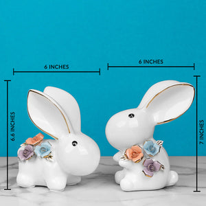 Bunny Lovebirds Ceramic Decorative Showpiece
