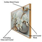 Dancing Petals in Harmony Crystal Glass Framed Wall Paintings For Wall Decoration at Home