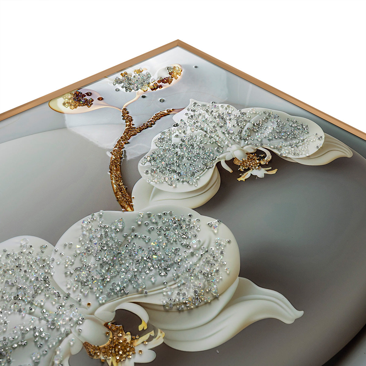 Dancing Petals in Harmony Crystal Glass Framed Wall Paintings For Wall Decoration at Home