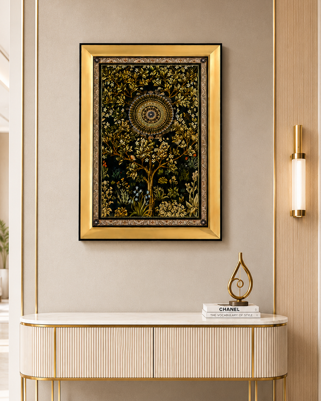 Royal Botanical Medallion Shadow Box for Wall Decoration & Wall Art