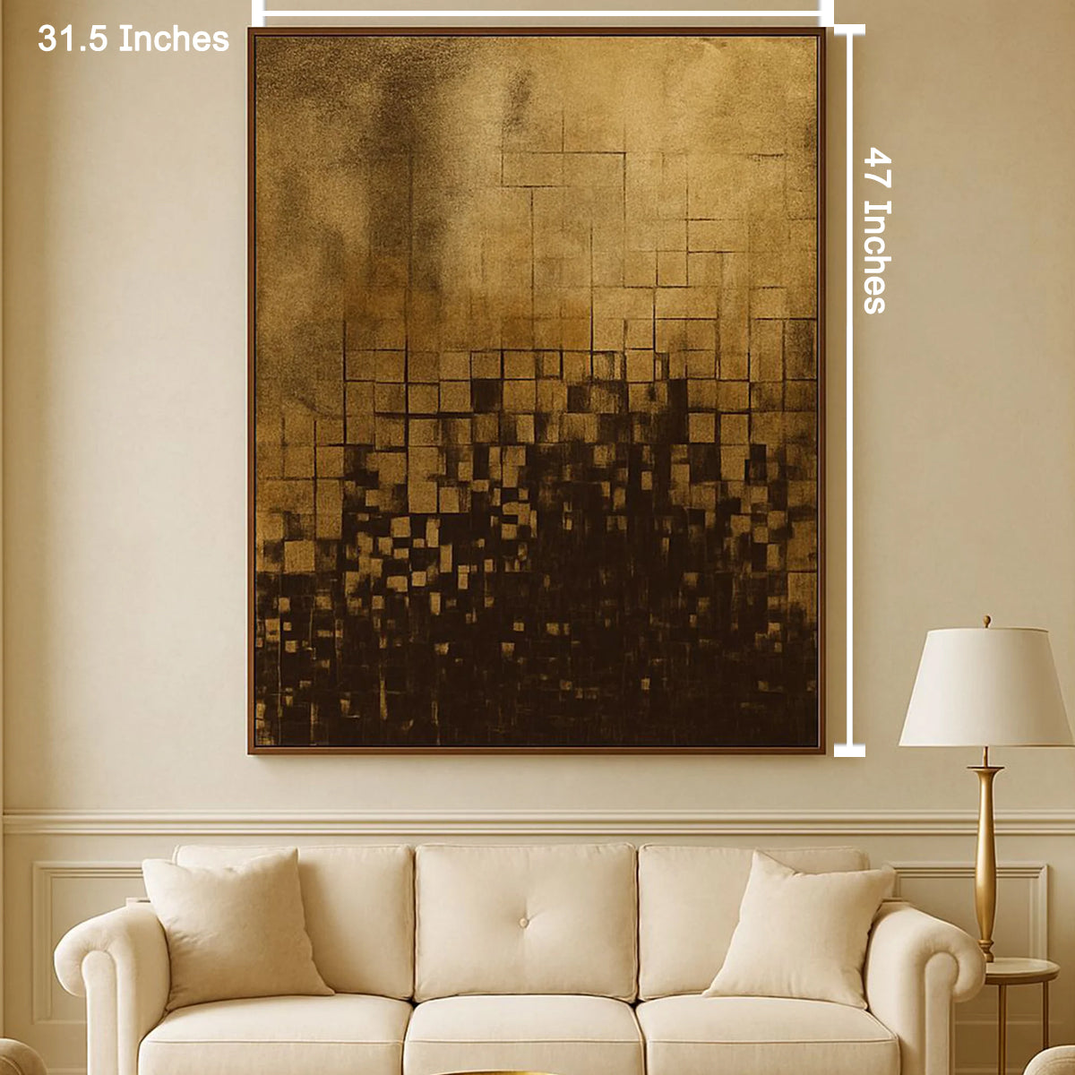 Twilight Grid 100% Hand Wall Painting For Home ( 47x31.5 Inches )