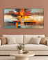 Chromatic Balance 100% Hand Painted Wall Painting (With Golden Outer Floater Frame frame) (27.5x55 Inches)