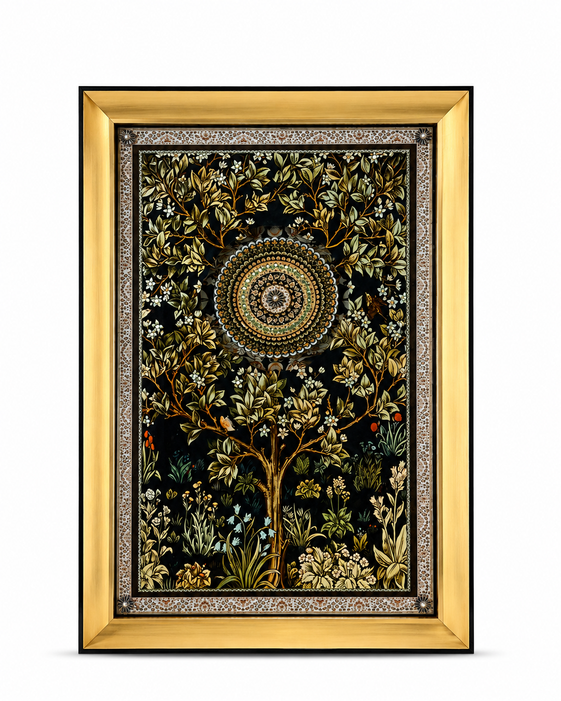 Royal Botanical Medallion Shadow Box for Wall Decoration & Wall Art