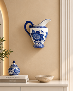 Azure Rose Decorative Wall Hanging Vase & Item for wall Decoration (Blue Pottery)