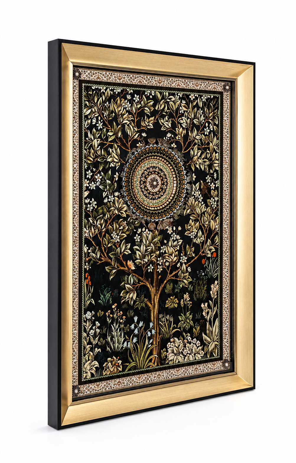 Royal Botanical Medallion Shadow Box for Wall Decoration & Wall Art