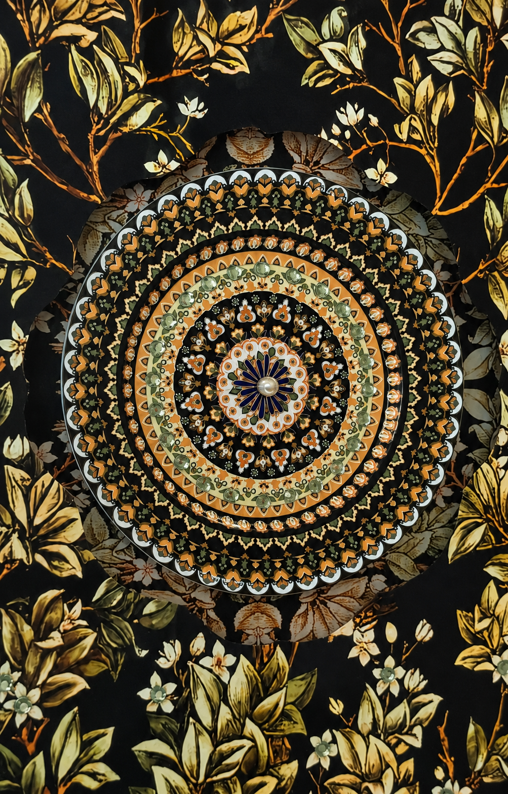 Royal Botanical Medallion Shadow Box for Wall Decoration & Wall Art