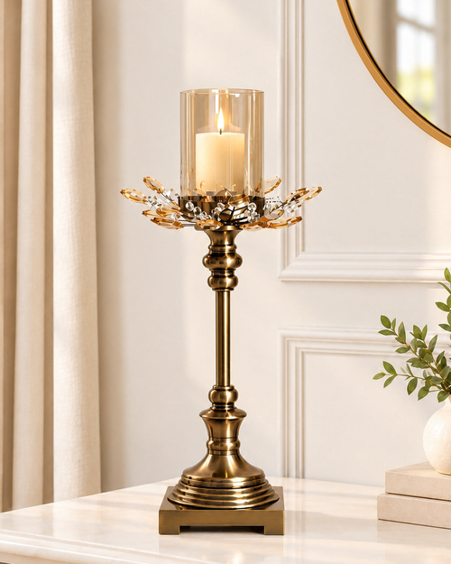 Majestic Blossom Candle Stand For Home & Item for Home Decoration - Medium