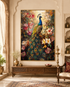 Floral Peacock Paradise Crystal Glass Art Wall Painting