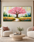Blossom Path 100% Hand Painted Wall Painting (With Golden Outer Floater Frame frame) (27.5x55 Inches)