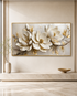 Ivory Magnolia Elegance Crystal Glass Painting & Wall Decoration Items