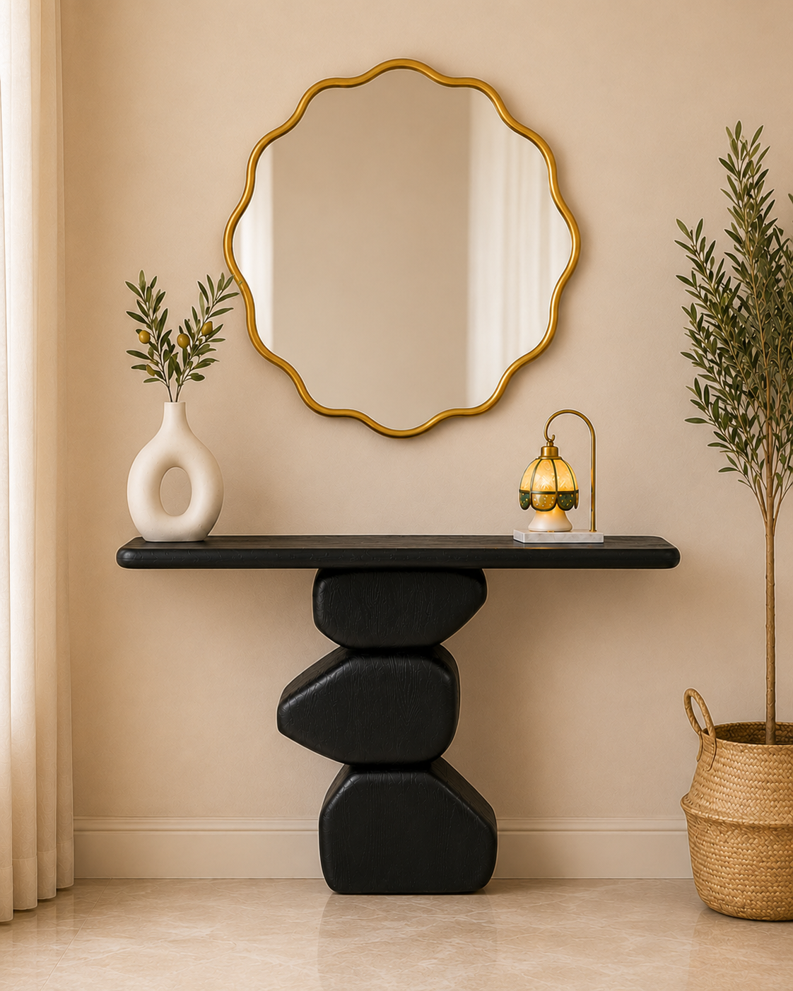 Sculpted Stoneform Console Table For Home and Item for Home Decoration Item