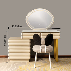 Glam Haven Dressing Table & Vanity Set With Mirror & Chair