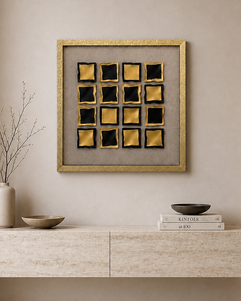 Abstract Gold Matrix Shadow Box for Wall Decoration & Wall Art