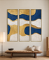 Flowing Horizons 100% Hand Painted Wall Painting (With Golden Outer Floater Frame frame)