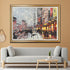 An English Evening Hand painted Wall Art (With Outer Floater Frame) (47x36 Inches) (Victorian Frame)