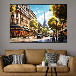 The Eiffel Street Framed Canvas Art Paintings