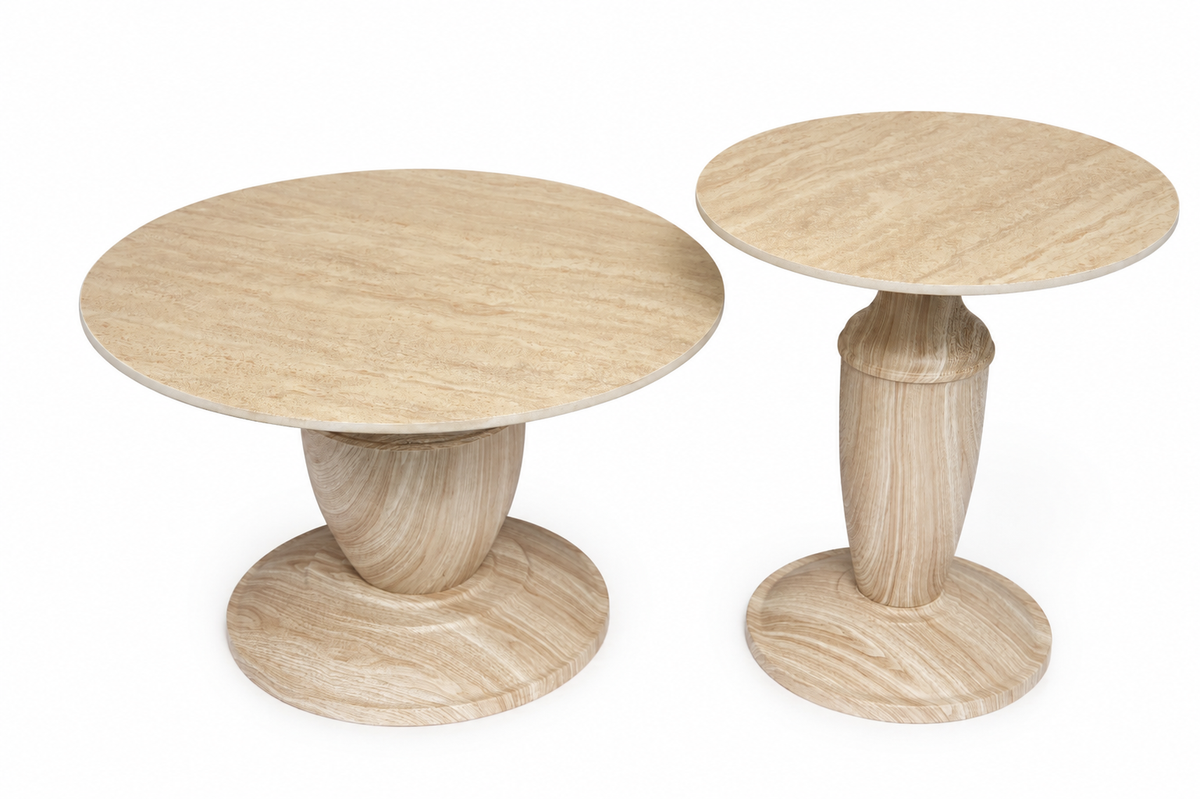 Ivory Silhouette Coffee Table for Living Room - Set of 2