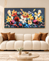 Wildflower Garden 100% Hand Painted Wall Painting (With Golden Outer Floater Frame frame) (27.5x55 Inches)