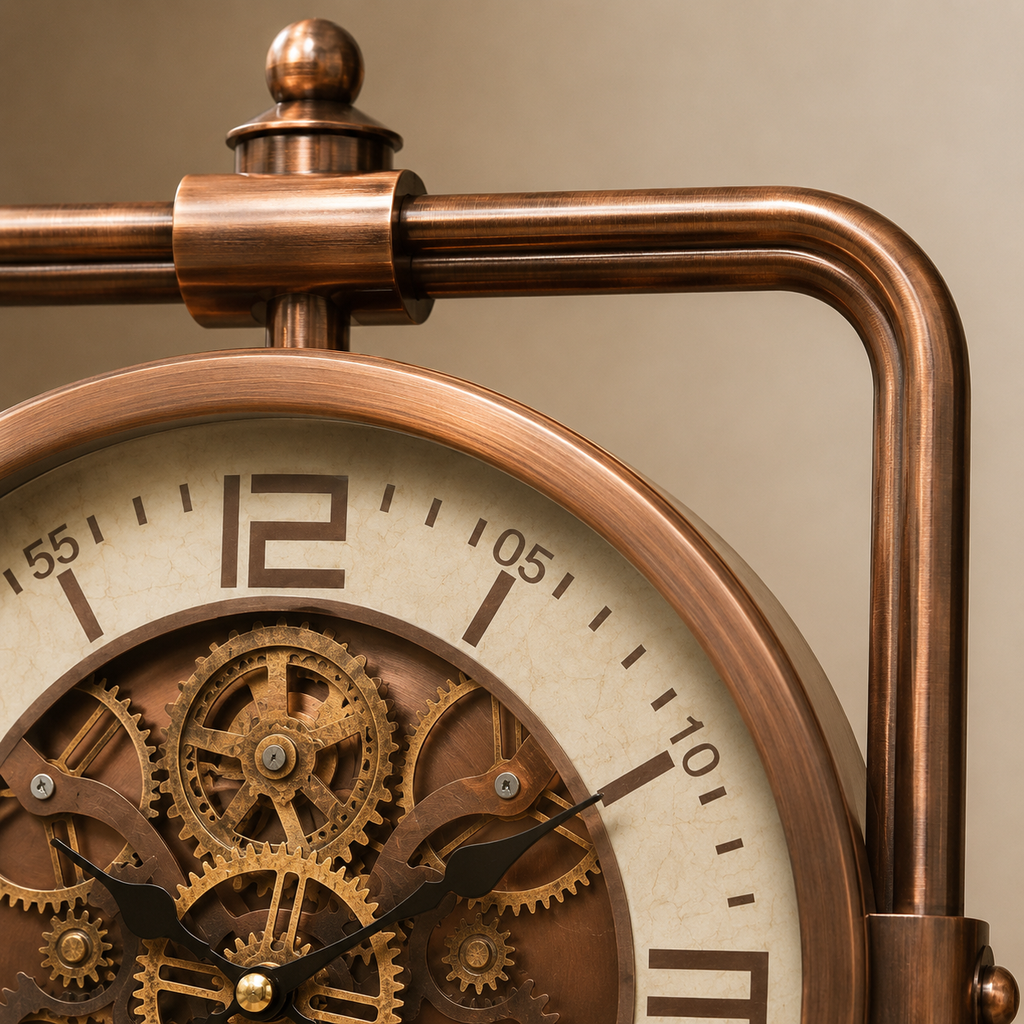 Quiet Moment Luxury Designer Table Clock With Moving Gear Mechanism Buy Table Clock Online (Steel Body)