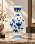 Treasured Symbols Decorative Vase & Showpiece for Home & Item for Home Decoration (Blue Pottery)